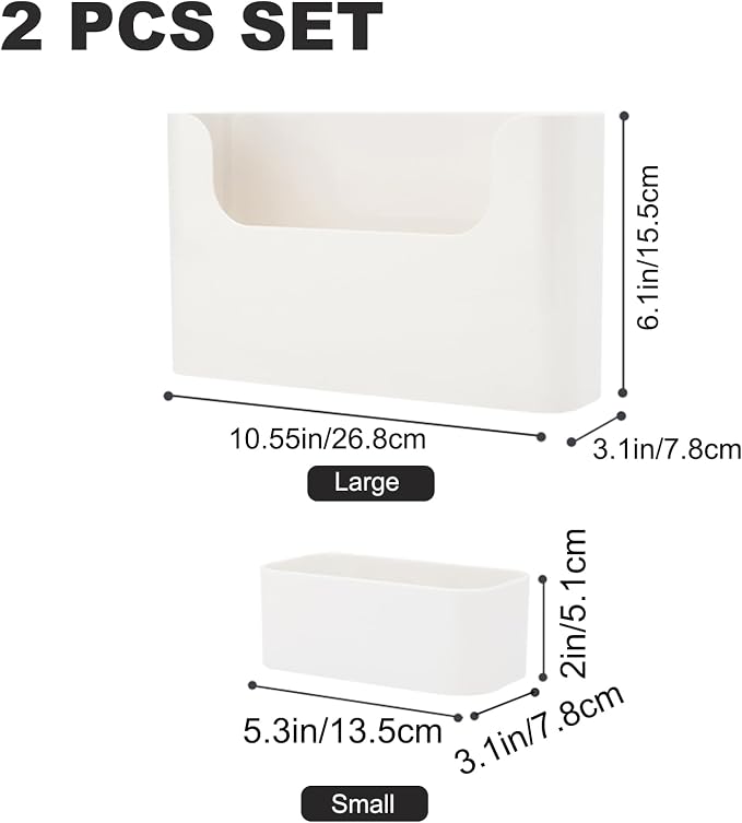 Adhesive Cabinet Door Organizer, Bathroom Wall Mount Storage Rack, Bedside Shelf Organizer Door Rack Shelves Holder for Sink Kitchen Bathroom RV Pantry Bedroom Closet Laundry Office (White-2 Pack) - Image 3