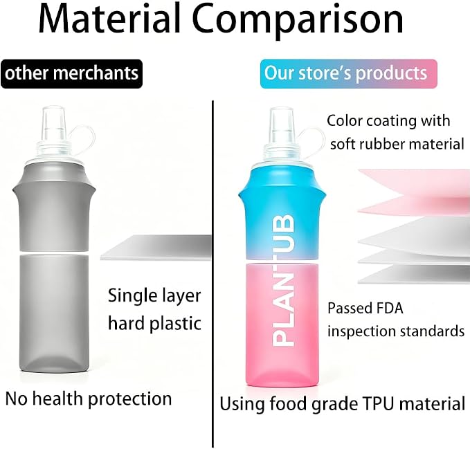Soft Foldable Water Bottle, TPU, Collapsible Flask for Outdoor Sports, Without stand up ability, Gradient Blue and Pink, Yellow Green - Image 7
