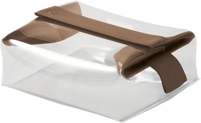 Cadence Parcel - Clear Travel Kit with Zipperless Magnetic Closure - Chestnut, Medium - Durable, Leak-Resistant and TSA Approved Toiletry Bag - Modular Organization - Recycled TPU (1 Qt) by KeepYourCadence