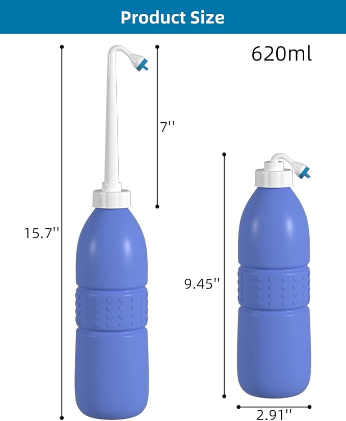 Hibbent 2 Pack 620ml Portable Bidet Sprayer for Women or Men, Handheld Travel Bidet for Personal Hygiene, Jet Spray Bottle for Toilet & Bathroom, Peri Bottle for Postpartum Care, Travel Bag, Purple - Image 7