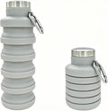 YCT Collapsible Water Bottle 17oz（500ml），Travel Portable Sport Water Bottle，Reusable Silicone Foldable Water Bottles for Gym Camping Hiking (Grey) by YCT