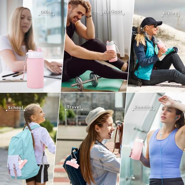 Collapsible Water Bottles 26oz with Spout & Carabiner, Odorless BPA-Free Silicone, Leak-Proof Foldable Reusable Bottle - Perfect for Travel Sports Gym Hiking Camping Cycling - Quartz Pink - Image 7