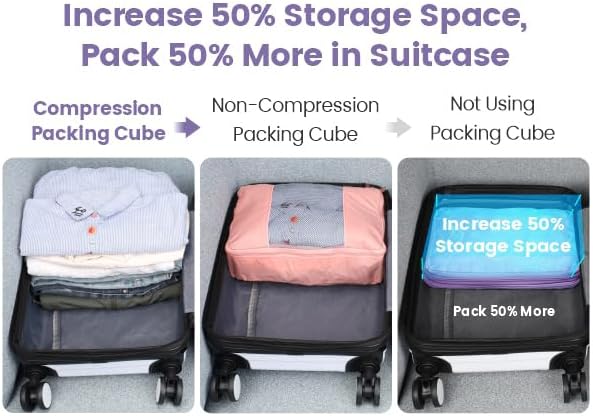 Cambond Compression Packing Cubes for Travel - Luggage Suitcase Organizer | Compression Zip Design for Space-saving, Expandable, Lightweight, Keep Clothes Sorted, Luggage Space Tidy, Carry on Pack Fast - Image 4