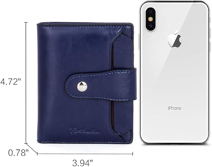 BOSTANTEN Leather Womens Wallet Small RFID Blocking Credit Card Holder | Removable ID Window, Zipper Coin Pocket, Bifold, Minimalist, Fits Small Purses, Daily Use, Ladies Gifts, Navy Blue - Image 7