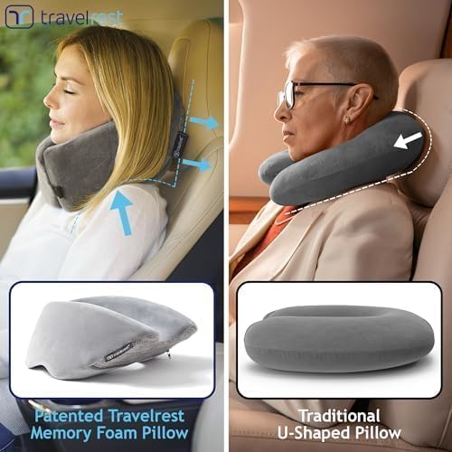TRAVELREST Nest Neck Pillow Travel Essentials - Memory Foam Support - Grey | Breathable, Compact, Soft and Comfortable Design, Head & Shoulder Support For Long Flight Travel, Lightweight Washable Cover - Image 8