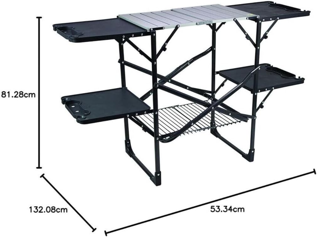 GCI OUTDOOR Slim-Fold Cook Station | Portable Folding Kitchen Table with a Heat Resistant Tabletop, 4 Side Tables & Storage Rack, Perfect for Picnics & Camping Trips - Image 3