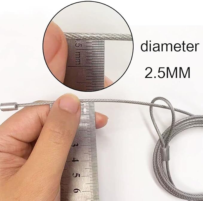 Safety Cable Lock 98''Long,Luggage Lock Safety Cable Lightweight Braided Stainless Steel Double Loop by Ovener - Image 4