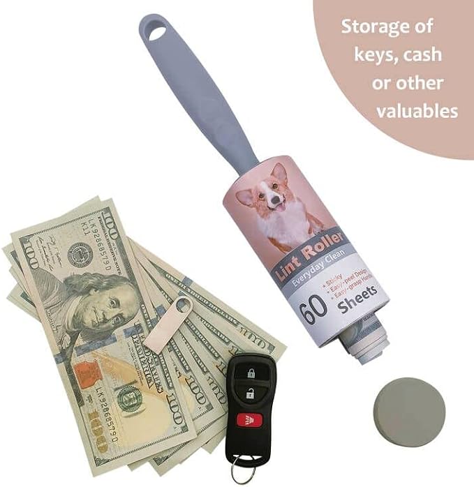 Keep Your Secret- Lint Roller for Diversion Safe-Hidden Compartment for Keys, Cash and Valuables(Dog) - Image 3