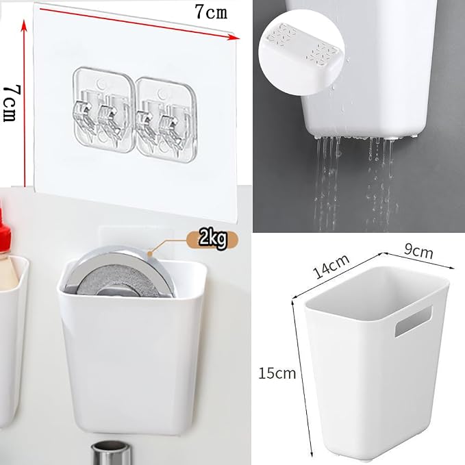4 Piece Kitchen Cabinet Door Storage Box,Self Adhesive Wall Mounted Storage Box,Wardrobe/Bathroom/Refrigerator Small Items Organizer (Pack of 2) - Image 5