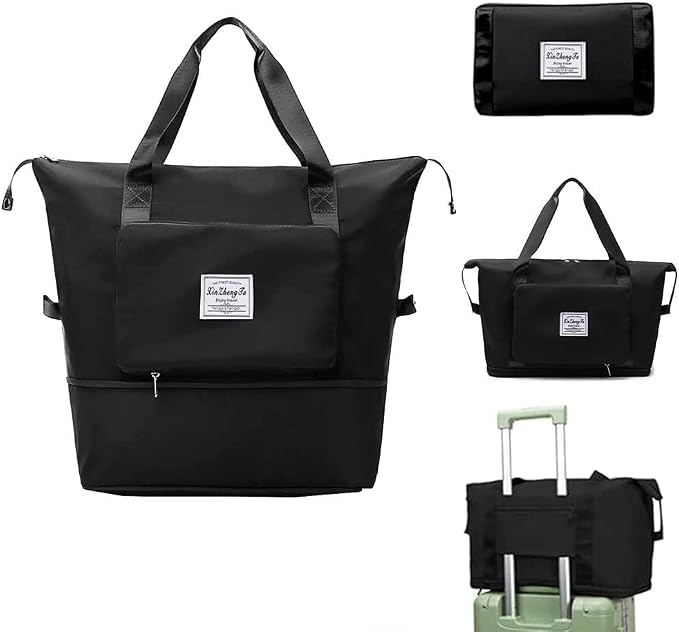 Large Capacity Foldable Travel Bag, Expandable Waterproof Carry on Bag, Dry and Wet Separation Spor Duffel Bags by Jahomieo
