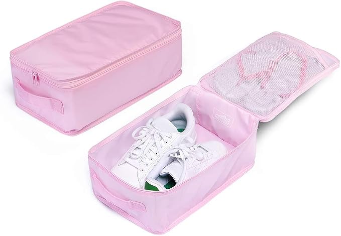 JJ POWER Travel Shoe Bags, Foldable Waterproof Shoe Pouches Organizer-Double Layer (2 Pink Shoe Bags) by JJ+POWER