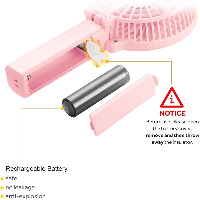 EasyAcc Mini Handheld Fan, Personal Cooling Fan Folding USB Desk Fan Small Portable Table Fan for Travel Camping Outdoors Office Home - Pink - Image 2