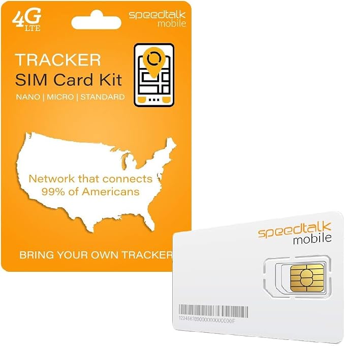 GPS Tracker Triple Cut SIM Card Starter Kit - No Contract (Universal SIM: Standard, Micro, Nano) for 4G Devices - Nationwide Coverage by SpeedTalkMobile