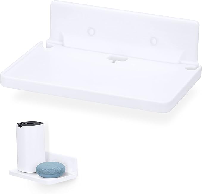 BRAINWAVZ 8” Shelf Wall Mount for Speakers, Security Cameras, Baby Monitors, Plants Toys & More, Floating Shelves, Adhesive & Screw-in (White) by Brainwavz