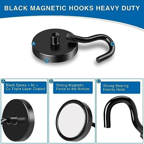 LOVIMAG Magnetic Hooks, Cruise Essentials 2026, 25 Pack-85LBS | Heavy Duty Strong Magnet Hook for Cruise Cabin, Refrigerator Fridge, Ship, Classroom, Kitchen Grills, Black - Image 5
