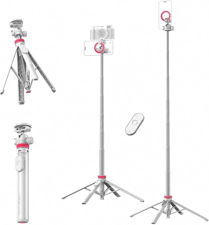 ULANZI MT44M 2-in-1 Auto Open Magnetic Phone & Camera Tripod with Remote | Magsafe Wireless Extendable Selfie Stick, Ball Head, 1/4" Screw, Cold Shoe Compatible with iPhone Android DJI Osmo Pocket 4/3 by ulanzi