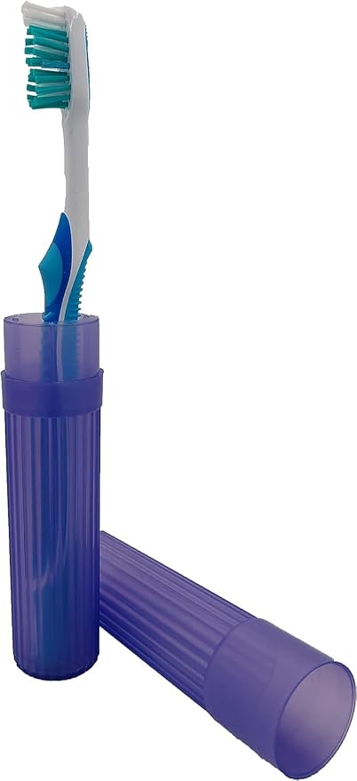 Purple Toothbrush Covers & Soap Box Set - Matching Colors - Tooth Brush Cover Cap, Soap Dish Travel Holder - Plastic Portable Set - Image 4