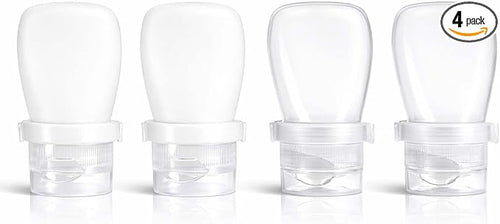 1 oz Silicone Travel Bottles, Leakproof Squeeze Bottle Mini Travel Size Container for Toiletries Lotion Shampoo and Conditioner Liquid Salad Dressing to go Condiment, TSA Approved, 4 Pack by WXOIEOD