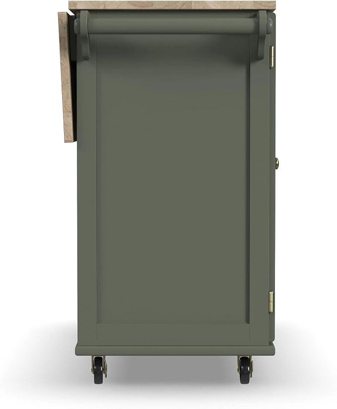 Homestyles Mobile Kitchen Island Cart with Wood Top and Dropleaf Breakfast Bar, 18" D x 53.5" W x 36" H, Green - Image 21