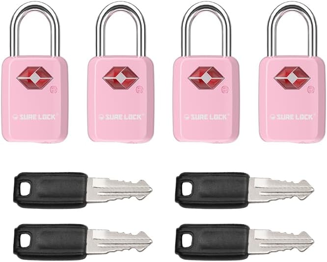 SURE LOCK Mini TSA Approved Keyed Luggage Lock – One Key Opens All, Fits Tight Zipper Gaps & Small Pull Holes, Compact Travel Lock for Suitcases, Backpacks & Handbags by Hopeyoucanstaysafe