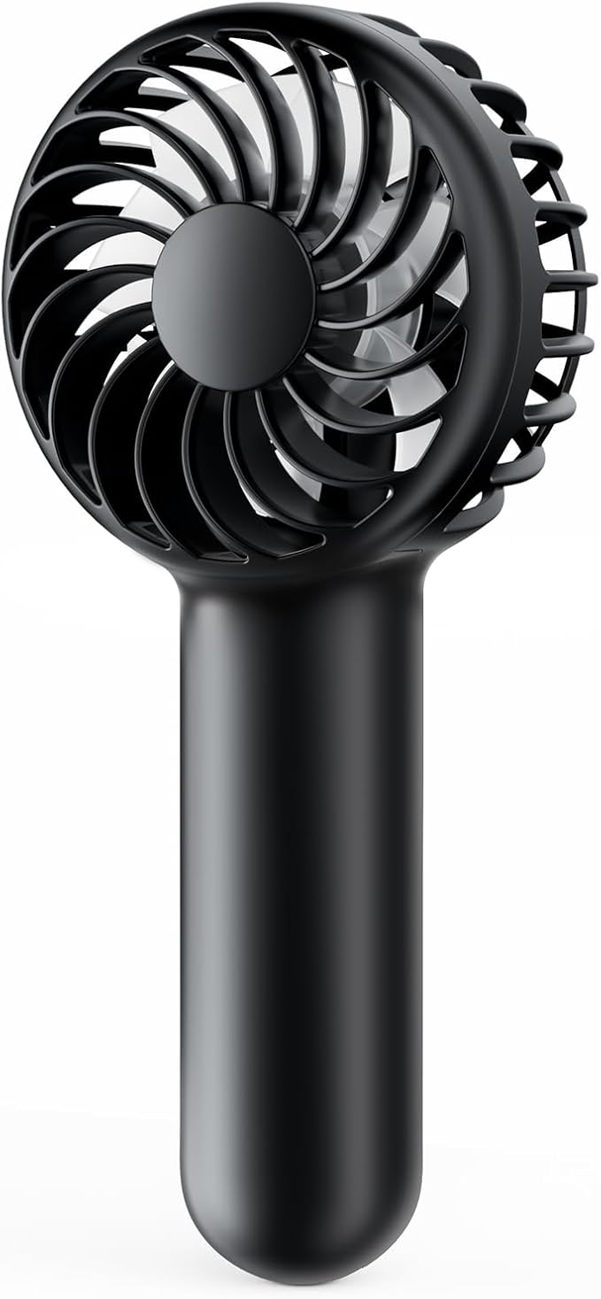 Gaiatop Mini Portable Handheld Fan, Travel Essentials for Women Girl Black | 3 Speed Powerful, Battery Operated, Small USB Rechargeable, 3.3 oz Small Personal Fan for Makeup Eyelash Camping Beach Cruise by GAIATOP