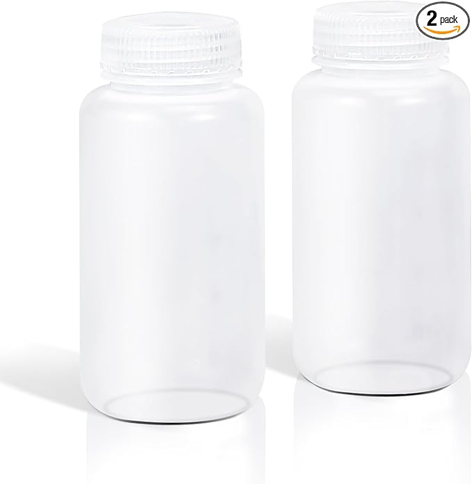 DEMORA 8 oz Plastic Bottles with Lids, Airtight Refillable Wide Mouth Travel Bottles for Toiletries, PP Food Grade Plastic Containers for Liquids Pill Water Sample Lab Reagent (Clear, 2 Pcs) by DEMORA