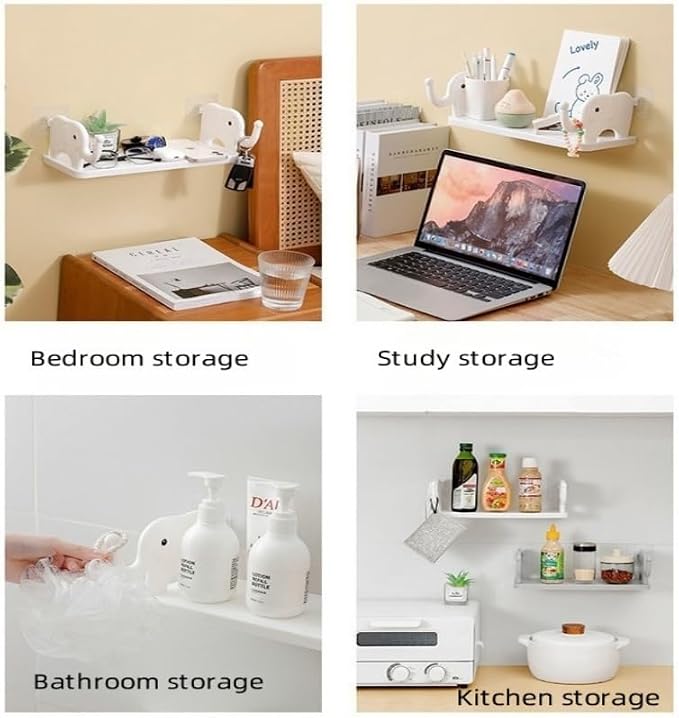 2 Pack Floating Shelves Wall Mounted No Drill Wall-Mounted Storage Rack,for Bedroom Bathroom Living Room Kitchen Wall Decor and Storage (Grey) - Image 5