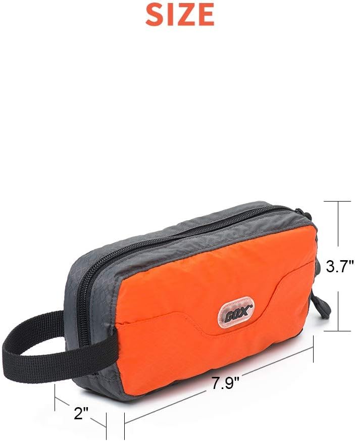 GOX Travel Small Toiletry Bag for Men Nylon Dopp Kit Medicine Bag Travel Organizer Pouch Shave Kits for Teens Toiletry Essentials Bathroom Compact (Orange, 7.9 * 3.7 * 2 Inches) - Image 6
