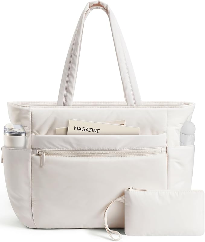 TOPEAST Tote Bag for Women Puffer Travel Carry On Bags with Laptop Compartment & Cup Holder Work Tote for Weekend Overnight by TOPEAST