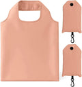 2 Pack Foldable Shopping Bag, Reusable Grocery Tote Bag, Flesh Pink | Waterproof Nylon, 35 Pounds Weight Capacity, Pocket Size Carrier by Unknown