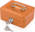 Mini Cash Box with Slot Small Cash Box with Money Tray and Key Lock, Metal Lock Box for Casino Gamblers 4.9" x 3.7" x 2.4" Orange by Geohiaul