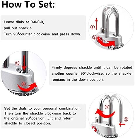 4 Dial Digit TSA Approved Travel Luggage Locks Combination for Suitcases (Silver-4pack) - Image 4