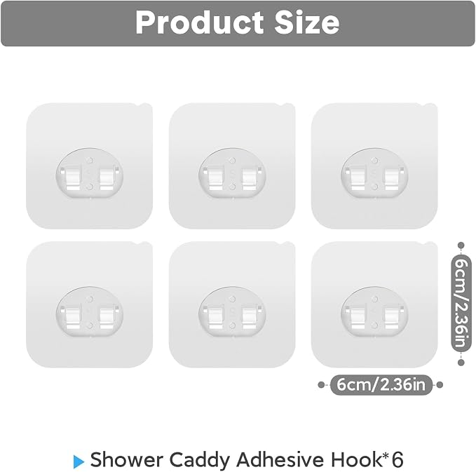 6 Pack Shower Caddy Adhesive Replacement, Strong Adhesive Hooks for Shower Shelf, Waterproof Adhesive Hooks, No Drilling, for Bathroom Shelves, Kitchen Racks and Soap Holder - Image 2