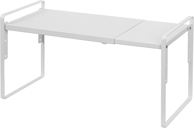 Nxconsu Cabinet Shelf Riser, Adjustable Cabinet Organizer, 8.6" Deep White | Heavy-Duty Metal Expandable Shelf Holds 50 lb with 3 Height Levels for Kitchen Cabinet Cupboard Pantry Dish Mug by Nxconsu