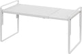 Nxconsu Cabinet Shelf Riser, Adjustable Cabinet Organizer, 8.6" Deep White | Heavy-Duty Metal Expandable Shelf Holds 50 lb with 3 Height Levels for Kitchen Cabinet Cupboard Pantry Dish Mug by Nxconsu