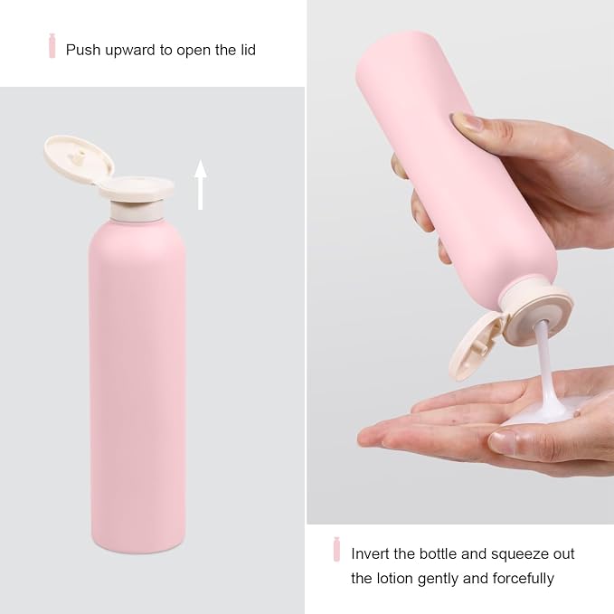 ASEVAT 8.8 oz Plastic Travel Refillable Shampoo Bottles, Empty Squeeze Bottles with Flip Cap, Travel Containers for Shampoo and Conditioner (4 Pcs) - Image 7