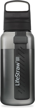 LifeStraw Go Series BPA-Free Water Filter Bottle, 1 L, Nordic Noir | Plastic Water Filter Bottle for Travel and Everyday use removes Bacteria, parasites and microplastics, Improves Taste by LifeStraw