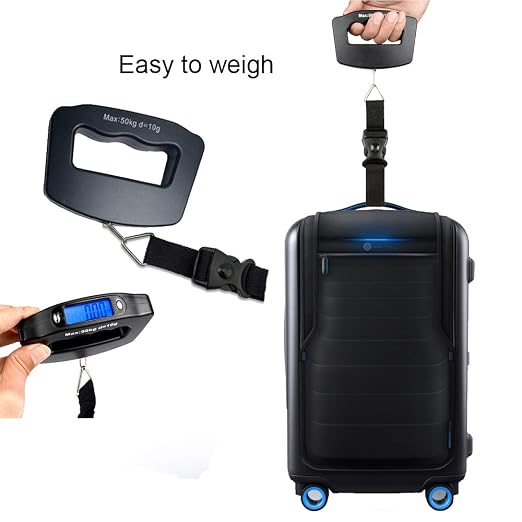 Handheld Digital Luggage Scale with Grip for Travel Portable Electronic Weighing Suitcase and Bag 110Lb/50kg Black - Image 8