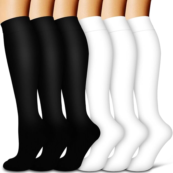 Compression Socks for Women & Men Circulation(6 pairs)-Graduated Supports Socks for Running, Athletic Sports by LaiteHebe