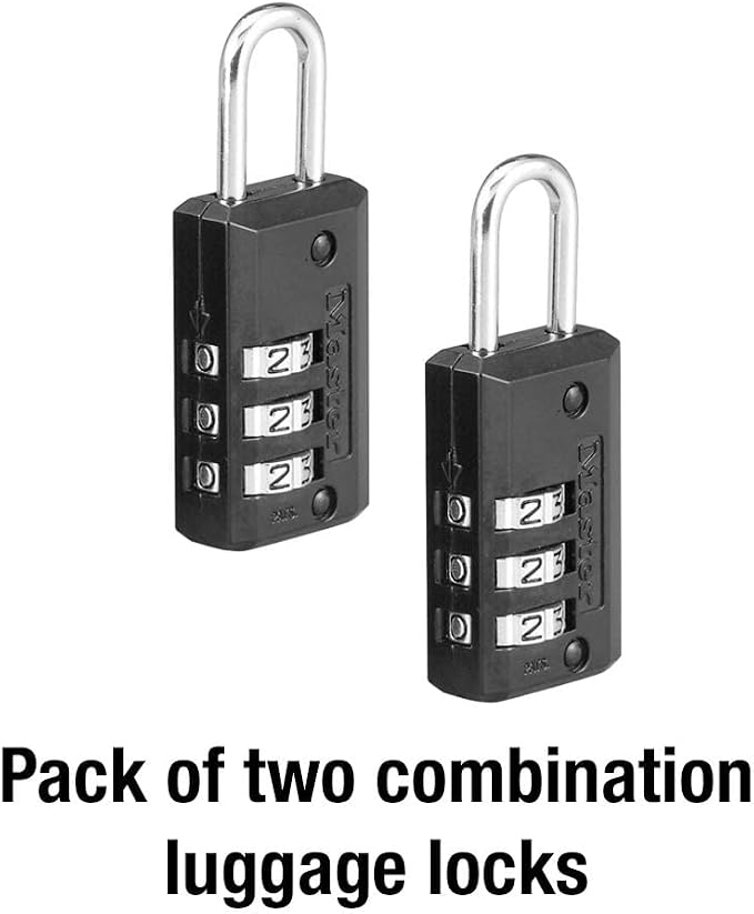 Master Lock Black Set Your Own Combination Luggage Lock, Custom Combo Suitcase Padlock for Travel Bags or Backpacks, 2 Pack, 646T - Image 5