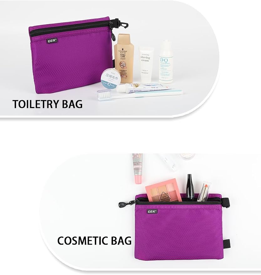 GOX Small Toiletry Bag for Men Bulk Cosmetic Bag Dopp Kit Carry On Zipper Pouch Organization Nylon Small Packing Sack Waterproof (Purple) - Image 7