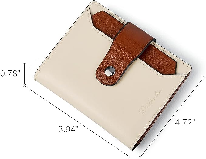 BOSTANTEN Leather Womens Wallet Small RFID Blocking Credit Card Holder | Removable ID Window, Zipper Coin Pocket, Bifold, Minimalist, Fits Small Purses, Daily Use, Ladies Gifts, Beige with Brown - Image 5