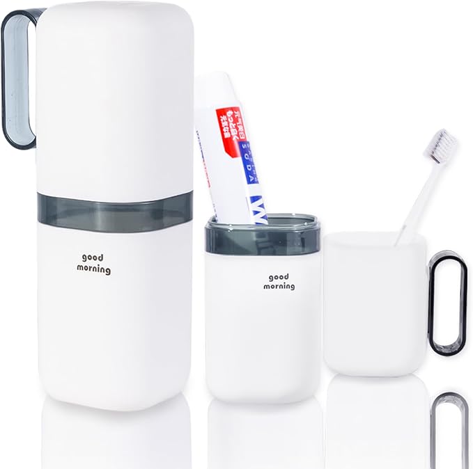 Toothbrush Travel Case,Toothbrush Holder and Rinse Cup with Handle Travel Toothbrush Cup,Multifunctional Toothbrush Covers,Large Capacit Travel Toothbrush Holder with Mouthwash Cup (Blue) by Fehnag