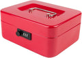 KYODOLED Medium Cash Box with Combination Lock Safe Metal Money Box with Money Tray for Security Lock Box 7.87"x 6.30"x 3.54" Red Medium by KYODOLED