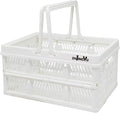 ZHJINGYU crates for storage,plastic baskets for organizing,collapsible shopping basket,foldable crate with Handles,collapsible storage crate,car basket,for Kitchen,Bathroom,Medicine (White, S) by ZHJINGYU