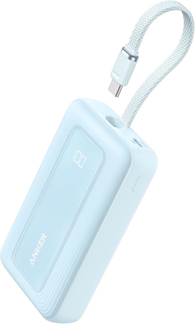 Anker Power Bank,10,000mAh 30W with USB-C Travel Essential Portable Charger | 30W Portable Charger with USB-C Input and Output for iPhone 17 / 16, Galaxy, and More (Blue) by Unknown