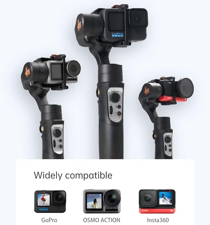 Hohem iSteady Pro 4 Action Camera Gimbal 3-Axis Splashproof Stabilizer for GoPro Hero 13/12/11/10/9/8/7/6/5/4/3,DJI OSMO Action,Insta360 ONE R,Sony RX0,Quick Mounting,14Hrs Runtime - Image 2