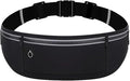 Slim Running Belt Fanny Pack for Men Women, Adjustable Running Phone Holder with 3 Pockets, Reflective Fitness Fanny Pack for Phones up to 7.2 inch, Water Resistant Sports Waist Bag, Black by MINOCHI