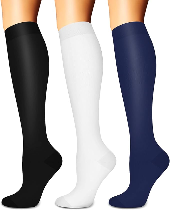 SunFeeling Compression Socks for Women & Men Circulation (3 Pairs) - Best Support for Athletic Running Nurses Recovery Travel by SunFeeling