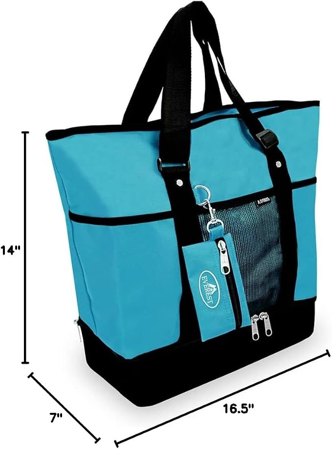 Everest Luggage Deluxe Shopping Tote, Turquoise/Black, Turquoise/Black, One Size - Image 5